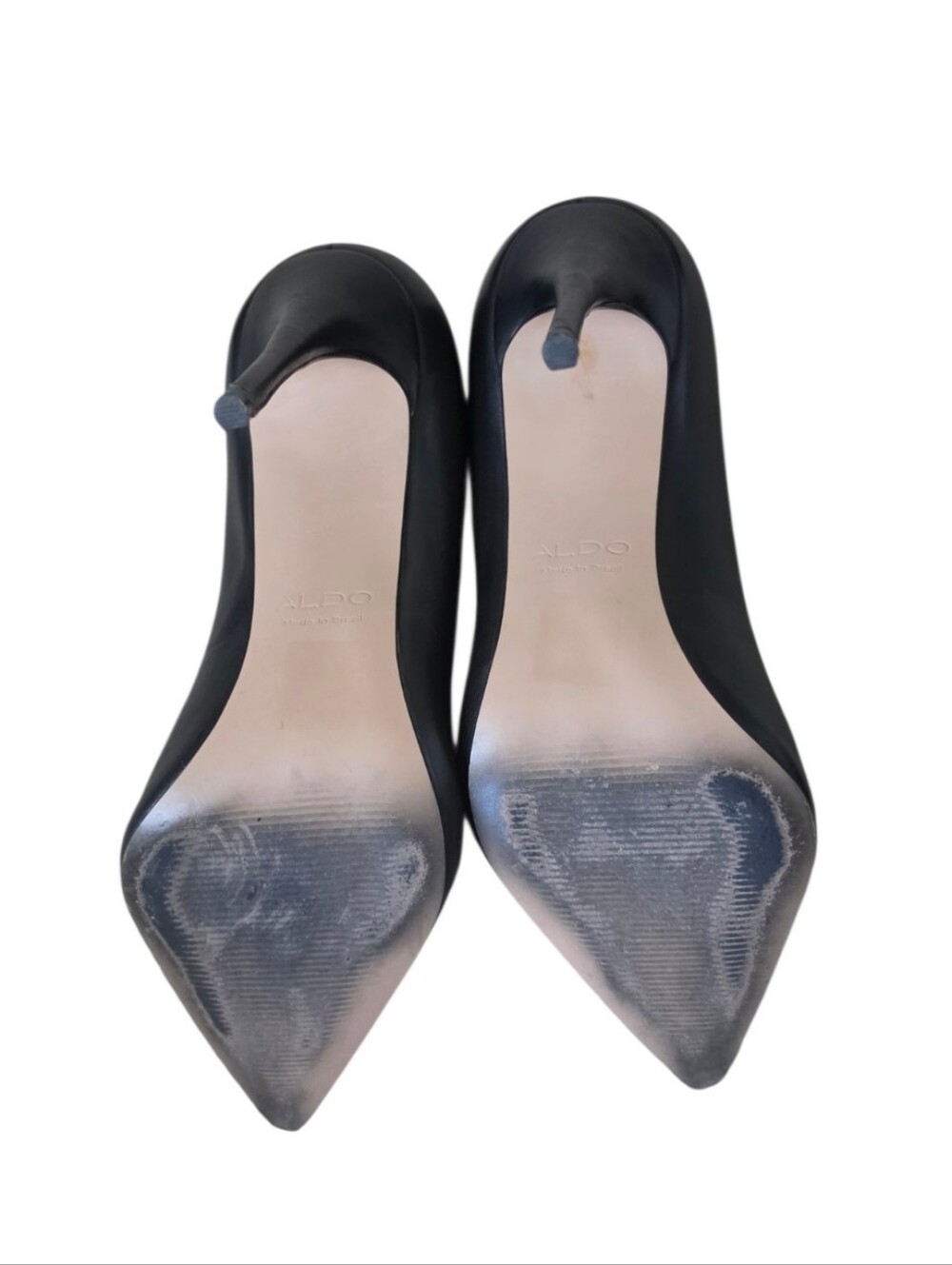ALDO Black Leather Pointed Toe Stiletto Pumps 4.5" High Heel Size 7 - Picture 5 of 9